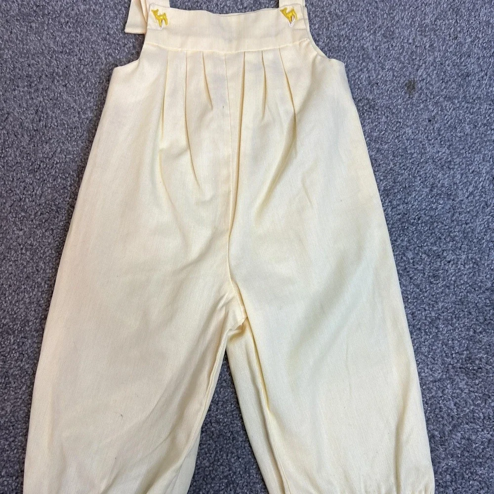 Vintage Overalls Girls Small Embroidered Animal Detail Elastic Cuffs 90s Outfit‎